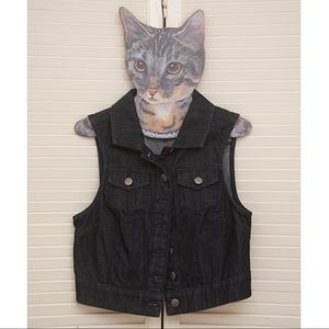 Raw denim vest